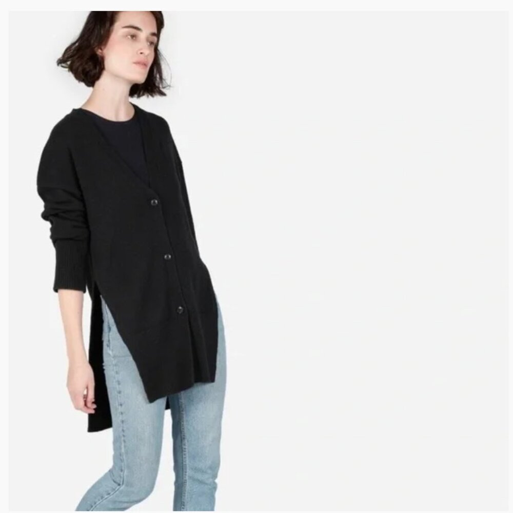 Everlane - The Wool-Cashmere Oversized Long Cardigan 3 Buttons | Size XS | Black